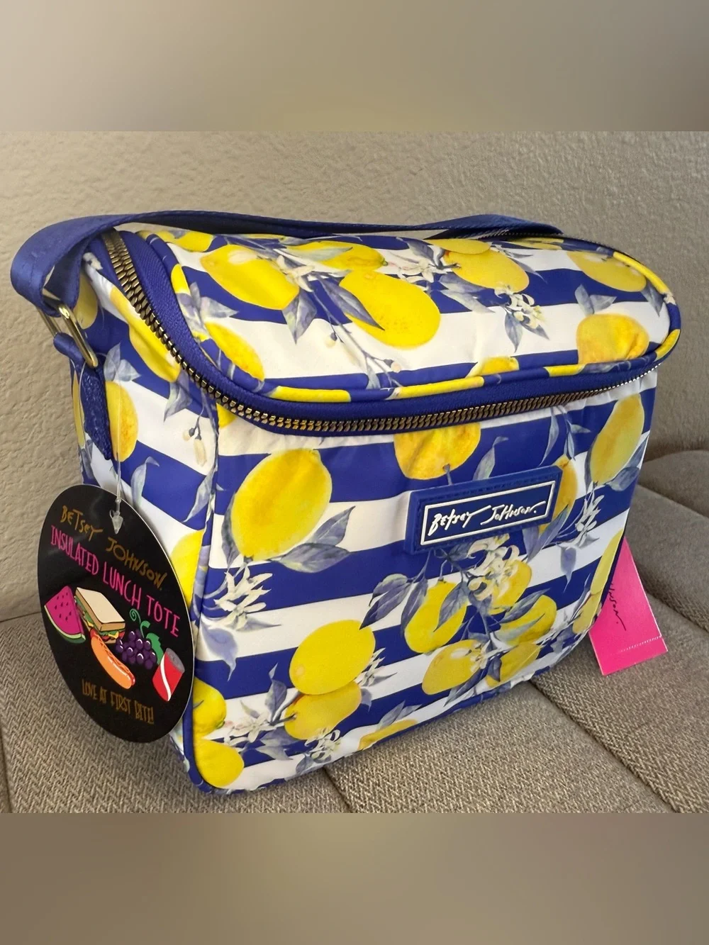 Betsey Johnson Insulted Lunch Tote, Lemon Print - Picture 3 of 15